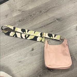 Chic Pink Crossbody Bag with Camouflage Strap
